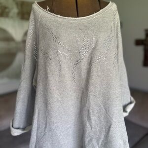 Chicos Zenergy size 3 Gray wide neck Sweatshirt with metal Accents